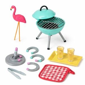 Our Generation 18” Doll Backyard BBQ Accessories Lot Grill Flamingo Lemonade Par